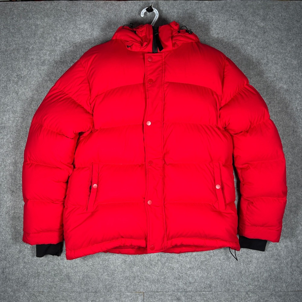 TNA The Super Puff Jacket Women Medium Red Puffer Winter Coat Hooded Warm Skiing